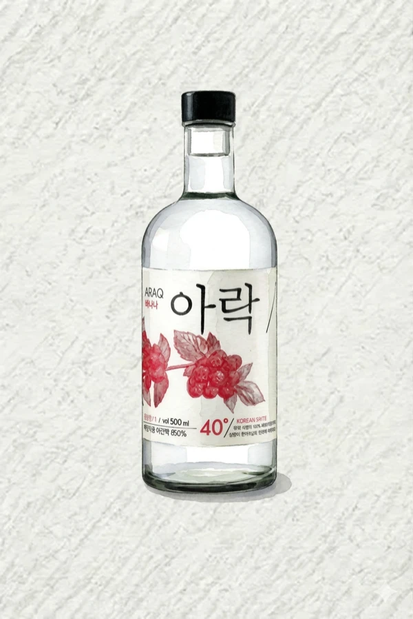 복분자아락40 — 소주, 경기, 40% ABV, 500ml. 깔끔한, 부드러운