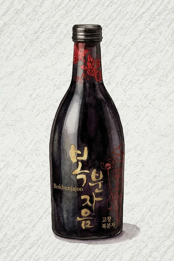 Black Raspberryeum — Korean Fruit Wine, Gyeonggi, 12% ABV, 375ml. Fruity, Sweet