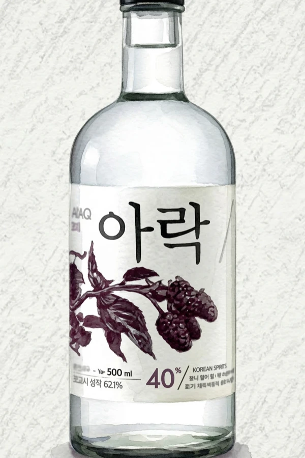 오디아락40 — 소주, 경기, 40% ABV, 500ml. 깔끔한, 부드러운