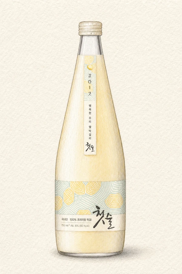 First Brewed in 2017 with New Rice - Korean Makgeolli, Gangwon, 7% ABV, 750ml. Steamed rice, Raw dough, Cereal sweetness
