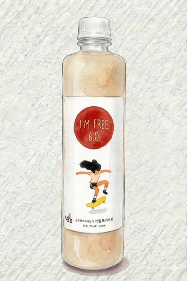 I'm Free 6.0 - Korean Makgeolli, Gyeonggi, 6% ABV, 500ml. Creamy, Sweet