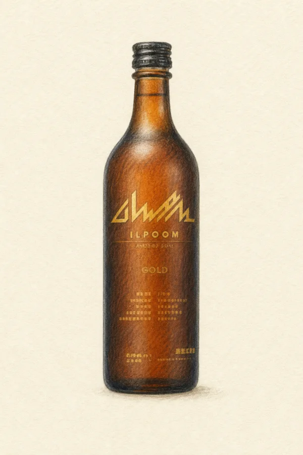 Andong Soju Ilpum 40do Gold - Korean Soju, Gyeongsangbuk, 40% ABV, 500ml. Clean, Smooth