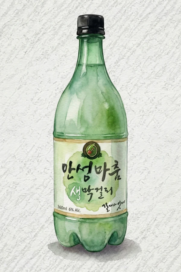 Anseongmajchum Fresh Makgeolli - Korean Makgeolli, Gyeonggi, 6% ABV, 1000ml. Soft steamed rice, Added lactic freshness, Medium-light creamy body, Clean short finish