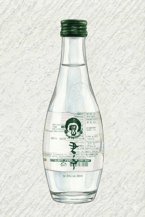 Baekje Hansan Gunju - Korean Soju, Chungcheongnam, 25% ABV, 250ml. Clean, Smooth