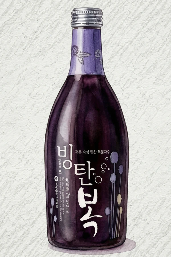 ビンタンボク - 果実酒, 京畿道（キョンギド）, 7% ABV, 370ml. フルーティ, 甘い
