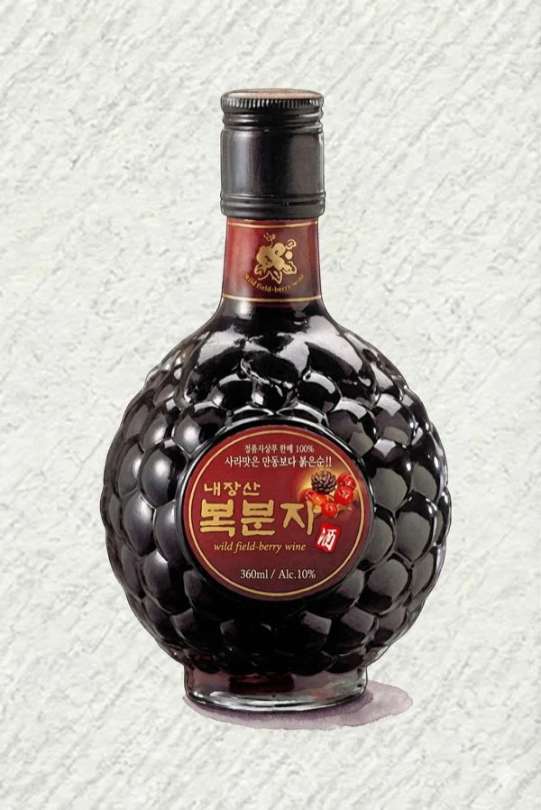Black Raspberryju 360 - Korean Fruit Wine, Jeonbuk, 16% ABV, 360ml. Fruity, Sweet