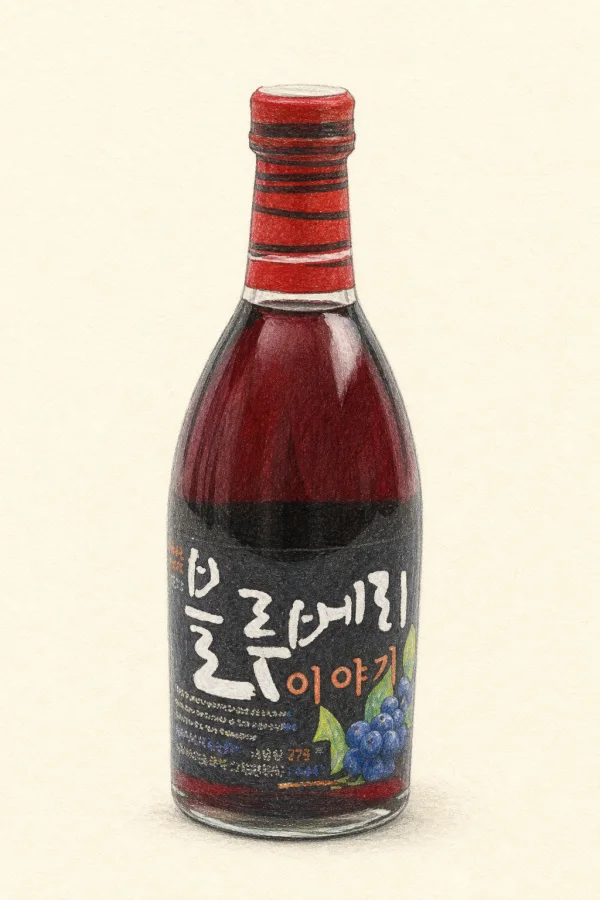 Blueberry Iyagi - Korean Fruit Wine, Jeonbuk, 12% ABV, 375ml. Fruity, Sweet