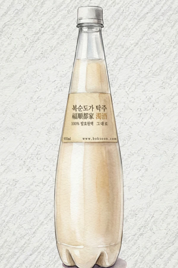 Boksundoga Takju - Korean Makgeolli, Ulsan, 10% ABV, 935ml. Yogurt-smooth, Wheat-bread