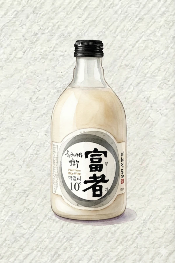 富者 - その他, 京畿道（キョンギド）, 10% ABV, 375ml. 洗練されたクリーンな米, シロップ由来のほのかなキャラメルの香り, 精密な甘酸バランス, 麦芽の温かい中程度の余韻