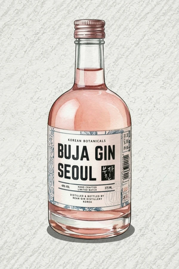 Bujajin Omija Gin - Korean Soju, Gyeongsangbuk, 44% ABV, 375ml. Clean, Piney