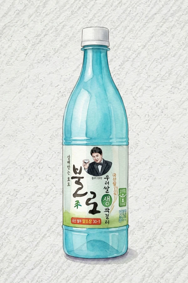 不老 生 国産米 マッコリ - マッコリ, 大邱（テグ）, 6% ABV, 750ml. 焙煎ごま, お粥, ベルベットのような, ナッティな中盤の味わい