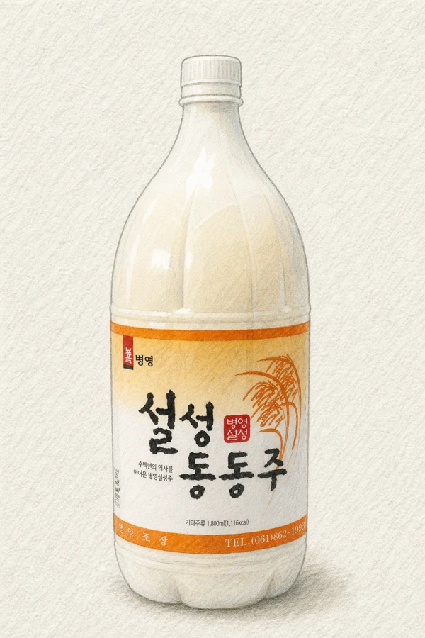 Byeongyeong Seolseong Dongdongju - Korean Makgeolli, Jeonnam, 6% ABV, 1700ml. Porridge-thick, Rustic