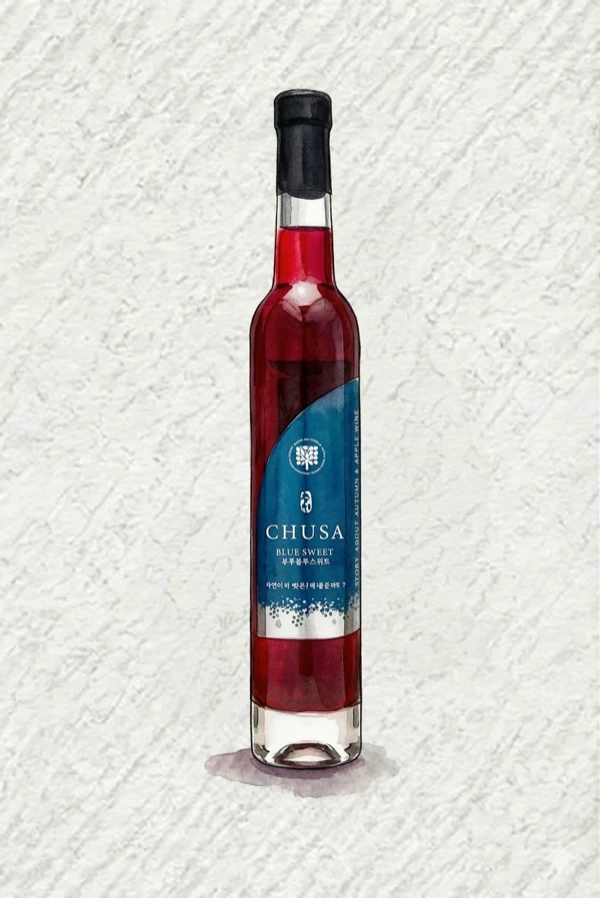 Chusa Blueberry Wine - Korean Fruit Wine, Chungcheongnam, 11% ABV, 375ml. Fruity, Sweet