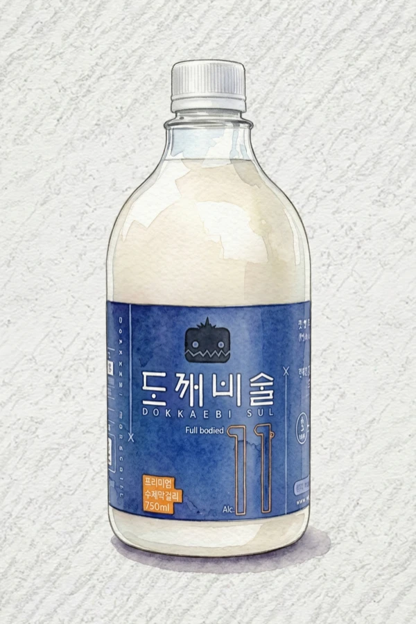 Goblin Liquor 11 - Korean Traditional Drink, Chungcheongbuk, 11% ABV, 750ml. Roasted chestnut warmth, Grain porridge depth, Elegant sweetness with acidic backbone, Long warming finish, Walnut-skin bitterness sophistication