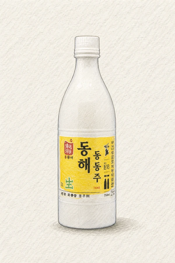 Donghae Dongdongju - Korean Makgeolli, Gyeongsangbuk, 6% ABV, 750ml. Grainy, Rustic