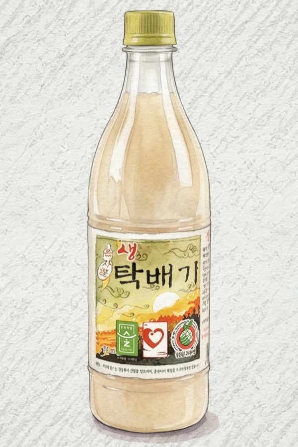 恩子谷 生 タクペギ - マッコリ, 慶尚北道（キョンブク）, 5% ABV, 750ml. クリーミー, 甘い