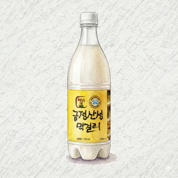 Geumjeongsanseong Makgeolli - Korean Makgeolli, Busan, 8% ABV, 750ml. Fortress mountain-air microbiome, Aged wheat bread depth, Dark tannic grain sweetness, Sourdough backbone echo