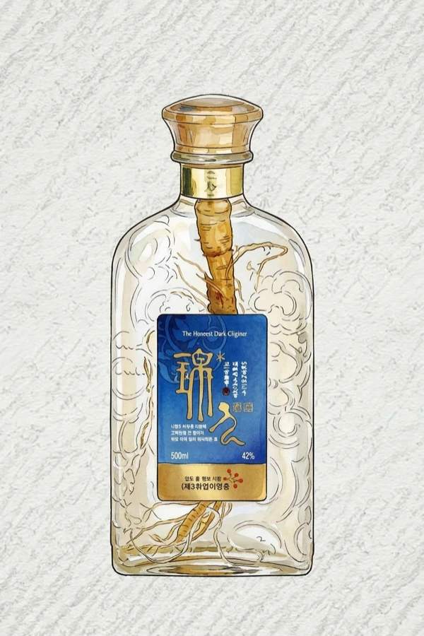 Geumsan Ginseng Liquor Fresh Ginseng 500 - Korean Liqueur, Chungcheongnam, 43% ABV, 500ml. Complex, Herbal