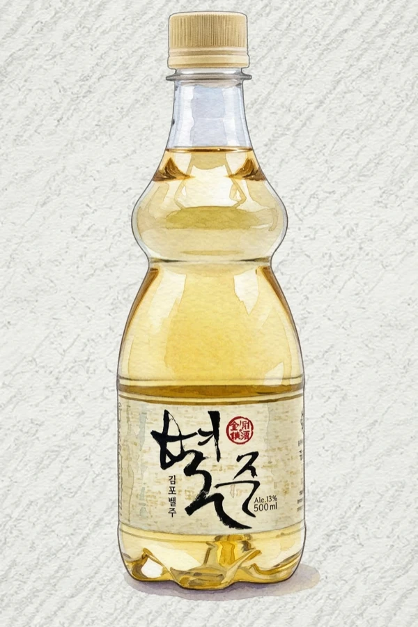 김포별주 - 기타, 경기, 13% ABV, 500ml. 버터 팝콘 힌트, 균일하게 실키한 옥수수-쌀 질감, 은은한 도정미, 깔끔하고 물 같은 피니시