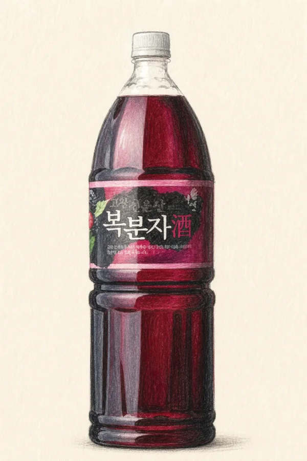 Gochangseonunsan Black Raspberryju Teuk1ho - Korean Fruit Wine, Jeonbuk, 15% ABV, 1800ml. Fruity, Sweet