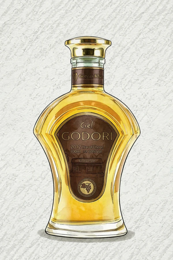 ゴドリ チンギスカン ブランデー - 伝統焼酎（ソジュ）, 慶尚北道（キョンブク）, 40% ABV, 375ml. クリーン, まろやか