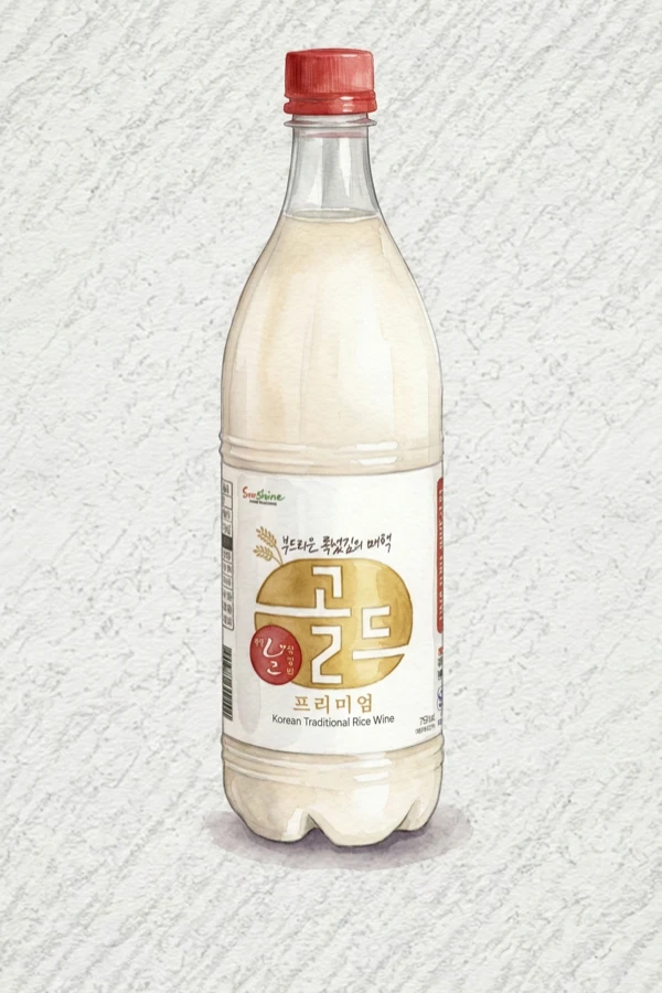 Gwangyang Fresh Makgeolli Gold - Korean Makgeolli, Jeonnam, 5% ABV, 750ml. Warm bready nuance, Dual-starter grain depth, Milky round sweetness, Faint lactic lift on finish