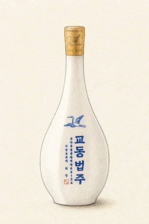 Gyeongju Gyodong Beopju - Korean Cheongju, Gyeongsangbuk, 16% ABV, 900ml. Clean, Smooth