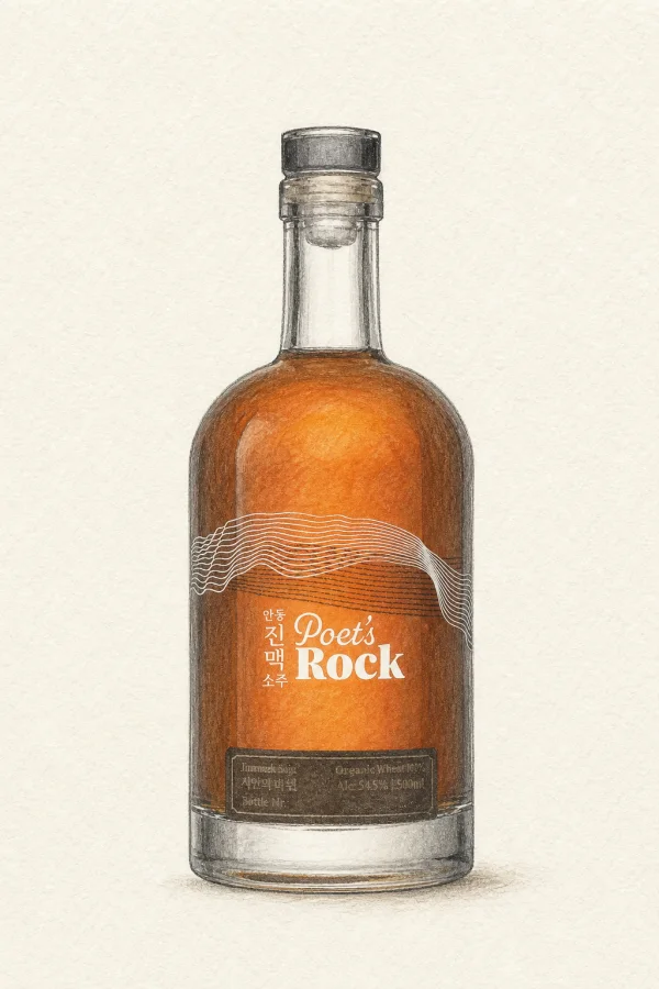 Jinmaek Soju Siinuibawi - Korean Soju, Gyeongsangbuk, 54.5% ABV, 500ml. Clean, Smooth