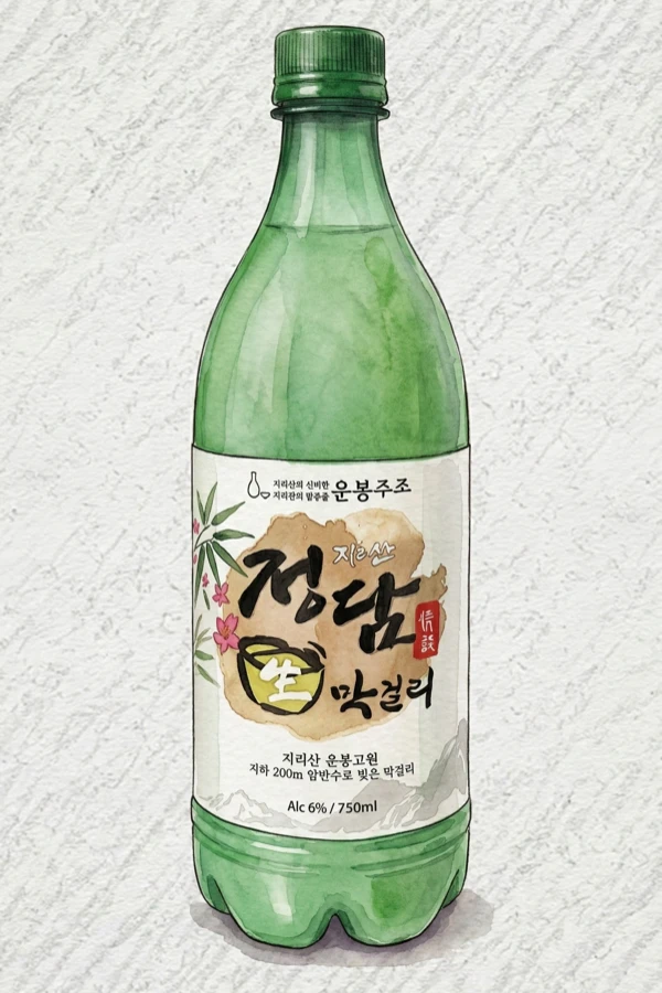 チリサン 情談 生米マッコリ - マッコリ, 全羅北道（チョンブク）, 6% ABV, 750ml. サワードウ穀物の温かみ, ドライハーブと麹のかすかな香り, 旨味のある穀物の余韻, 山水のミネラル感