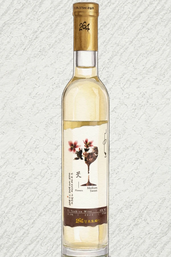 花ワイン - 果実酒, 慶尚北道（キョンブク）, 11.5% ABV, 375ml. フルーティ, 甘い