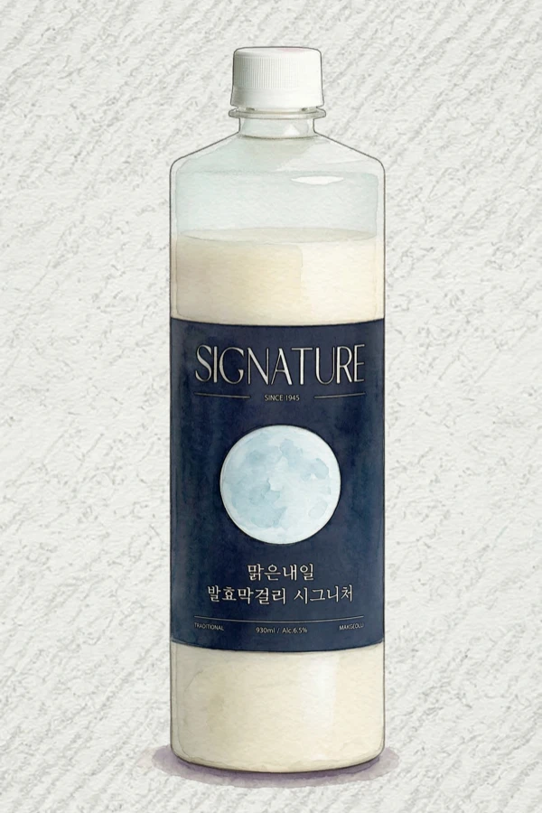 マルグンネイル発酵マッコリ Signature - マッコリ, 慶尚南道（キョンナム）, 6.5% ABV, 930ml. クリーミー, 甘い