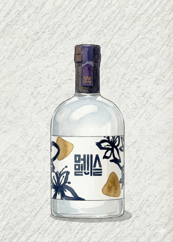 메밀이슬 - 소주, 제주, 40% ABV, 500ml. 깔끔한, 부드러운
