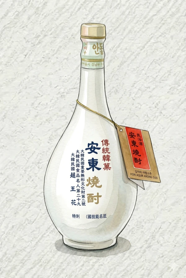 Minsokju Andong Soju - Korean Soju, Gyeongsangbuk, 45% ABV, 400ml. Clean, Smooth