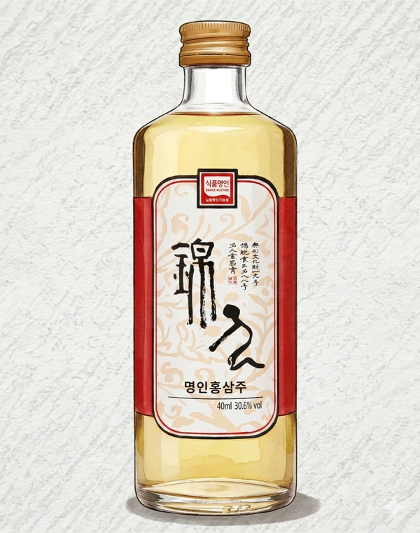Myeongin Red Ginseng Cheongju - Korean Cheongju, Chungcheongnam, 12.5% ABV, 360ml. Dried licorice, Cinnamon bark, Earthy ginseng, Root vegetable warmth