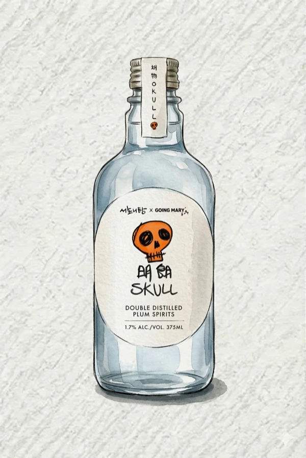 ミョンラン・スカル - 伝統焼酎（ソジュ）, ソウル, 17% ABV, 375ml. はちみつ, クリーン