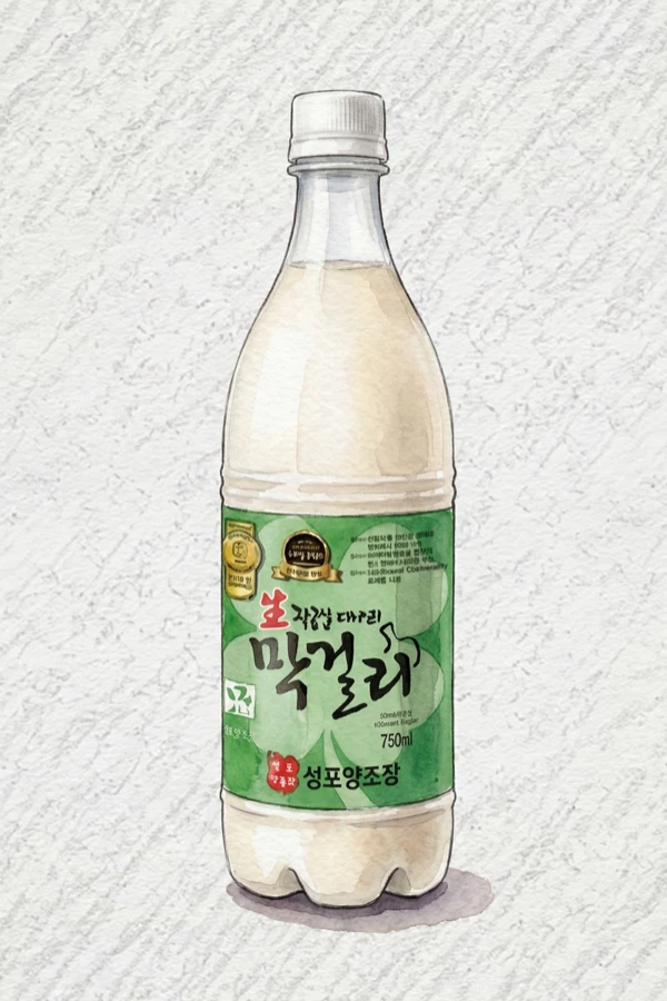 Palgongsanminari Fresh Makgeolli - Korean Makgeolli, Gyeongsangnam, 6% ABV, 750ml. Water parsley (minari), Chlorophyll freshness, Vegetal crispness, Subtle grain sweetness