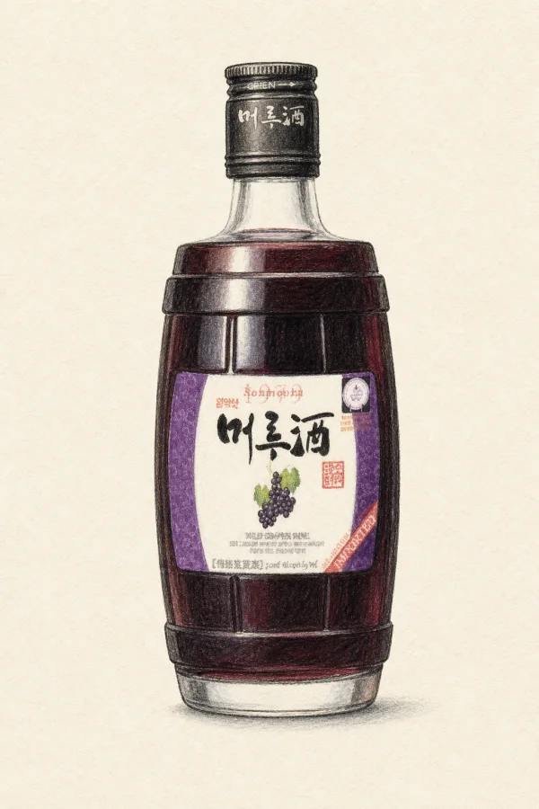 Persimmonaksan San Wild Grapeju - Korean Fruit Wine, Gyeonggi, 12% ABV, 360ml. Fruity, Sweet