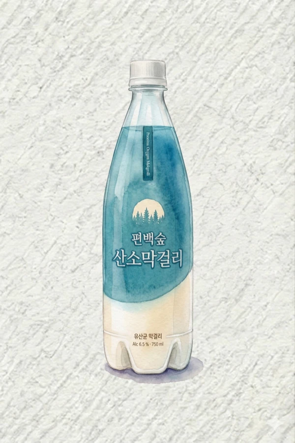 ピョンベクスプ 酸素マッコリ スパークリング - マッコリ, 全羅南道（チョンナム）, 6.8% ABV, 940ml. 餅のような穀物の甘味, 目に見える活発な炭酸, 二種の米のクリーミーな深み, 酸味のある乳酸のクリーンな余韻
