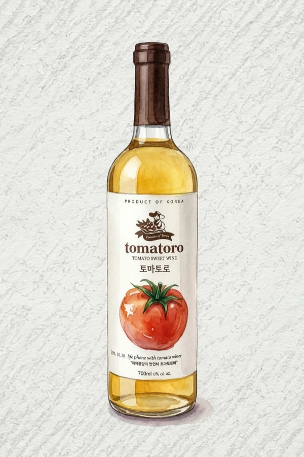 라이코펜 토마토와인 - 과실주, 경북, 12% ABV, 350ml. 과일향, 달콤한