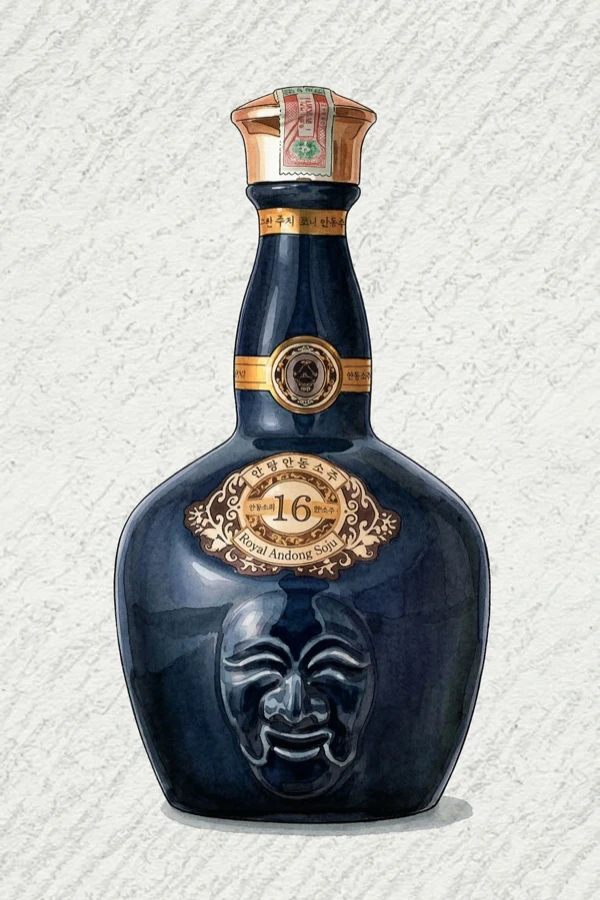 로얄 안동소주 - 소주, 경북, 45% ABV, 600ml. 깔끔한, 부드러운