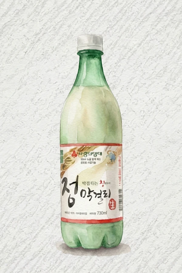 エリンギ 米マッコリ 情 - マッコリ, 慶尚北道（キョンブク）, 6% ABV, 750ml. エリンギの旨味, 静かな出汁の深み, 焼きキノコの余韻, クリーミーな穀物