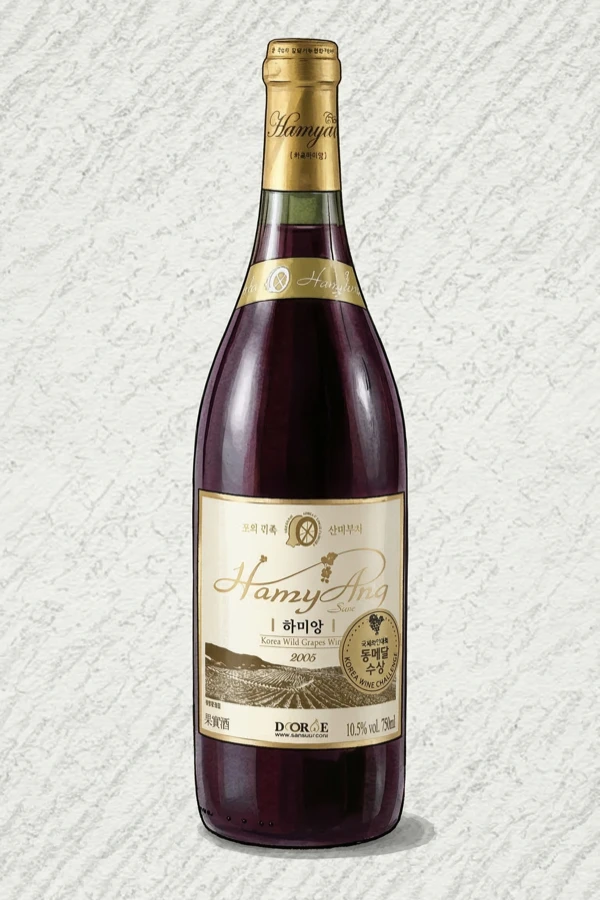 산머루와인 달콤한 스위트 - 청주, 경남, 10.5% ABV, 750ml. 깔끔한, 부드러운
