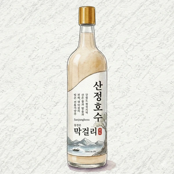 サンジョン湖水 洞庭春 マッコリ - マッコリ, 京畿道（キョンギド）, 6% ABV, 720ml. エレガントな, ドライなフィニッシュ