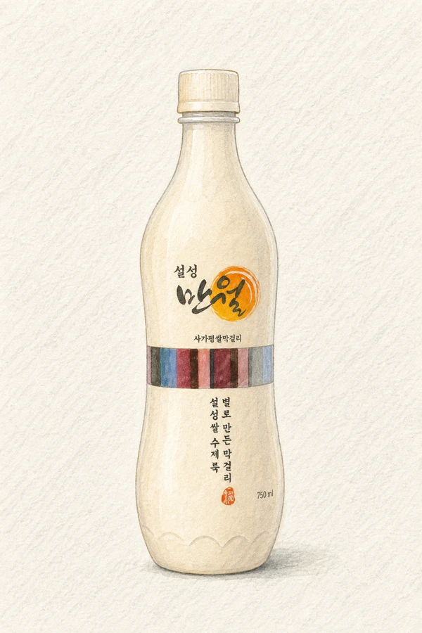 Seolseong Manwol Makgeolli - Korean Makgeolli, Jeonnam, 6% ABV, 750ml. Organic-clean, Milky