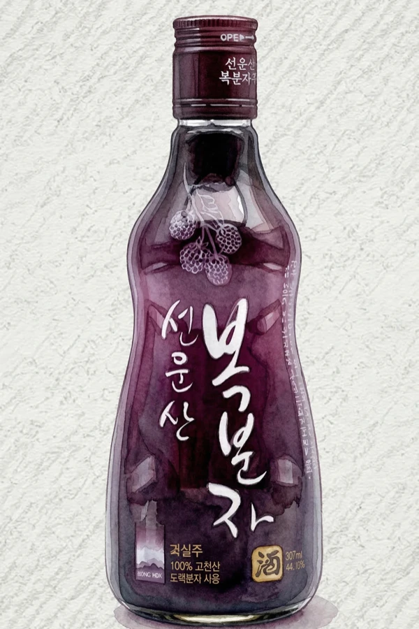 선운산 복분자주 - 과실주, 전북, 16% ABV, 375ml. 과일향, 달콤한