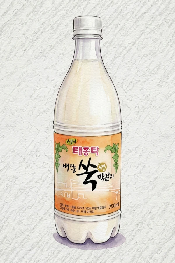 Songane Taejongdae Gaettongssuk Fresh Makgeolli - Korean Makgeolli, Busan, 6% ABV, 750ml. Green herb and coastal breeze aroma, Bittersweet wormwood herbal note, Milky rice cream base, Camphor-like cooling finish, Mineral-herb complexity