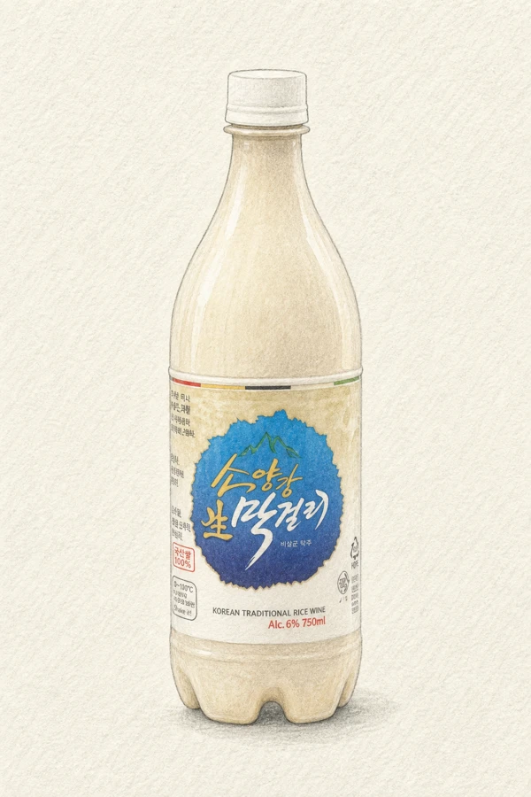 Soyanggang Fresh Makgeolli - Korean Makgeolli, Gangwon, 6% ABV, 750ml. Pillowy, Clean-finish