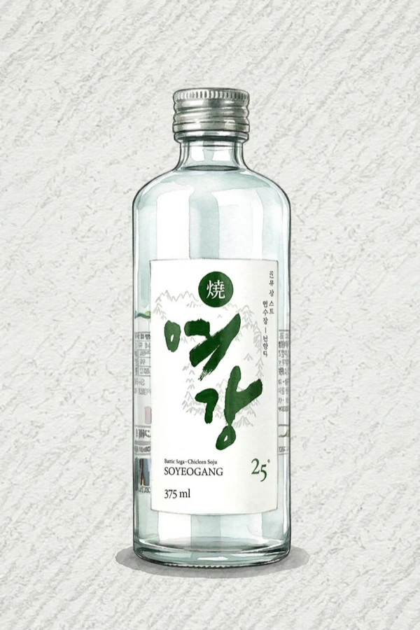 소여강 25% - 소주, 경기, 25% ABV, 375ml. 깔끔한, 부드러운