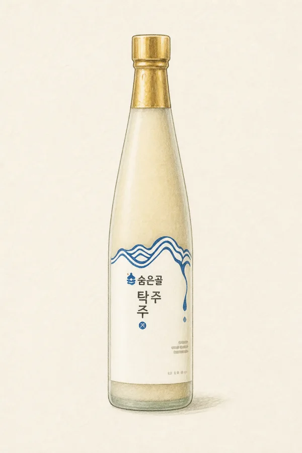 Sumeungol Takju - Korean Makgeolli, Jeonbuk, 12% ABV, 500ml. Creamy, Sweet