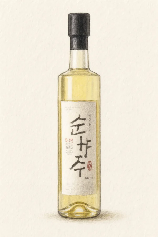 Sunhyangju - Korean Cheongju, Gyeonggi, 15% ABV, 375ml. Ripe Asian pear, Dried jujube, Roasted chestnut, Warm rice straw finish